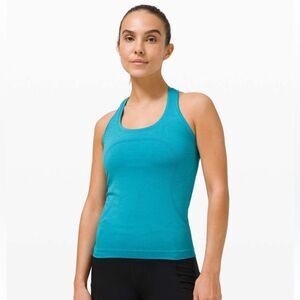 Lululemon Swiftly Tech Racerback Tank 2.0 Blue Ripple  Race Waist length Size 8